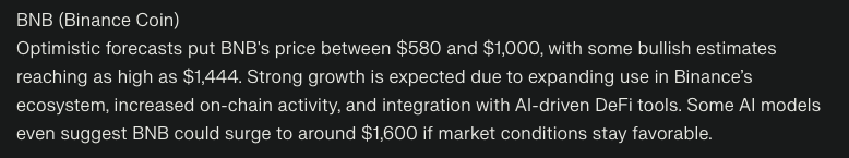 perplexity ai predicts bnb